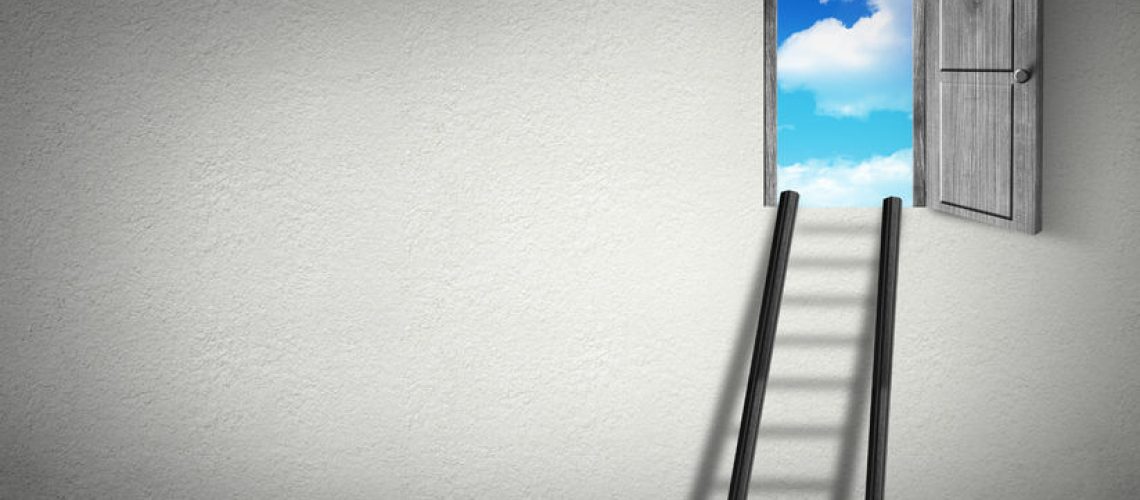 46006626 - success creative concept, stairs from pencils to door